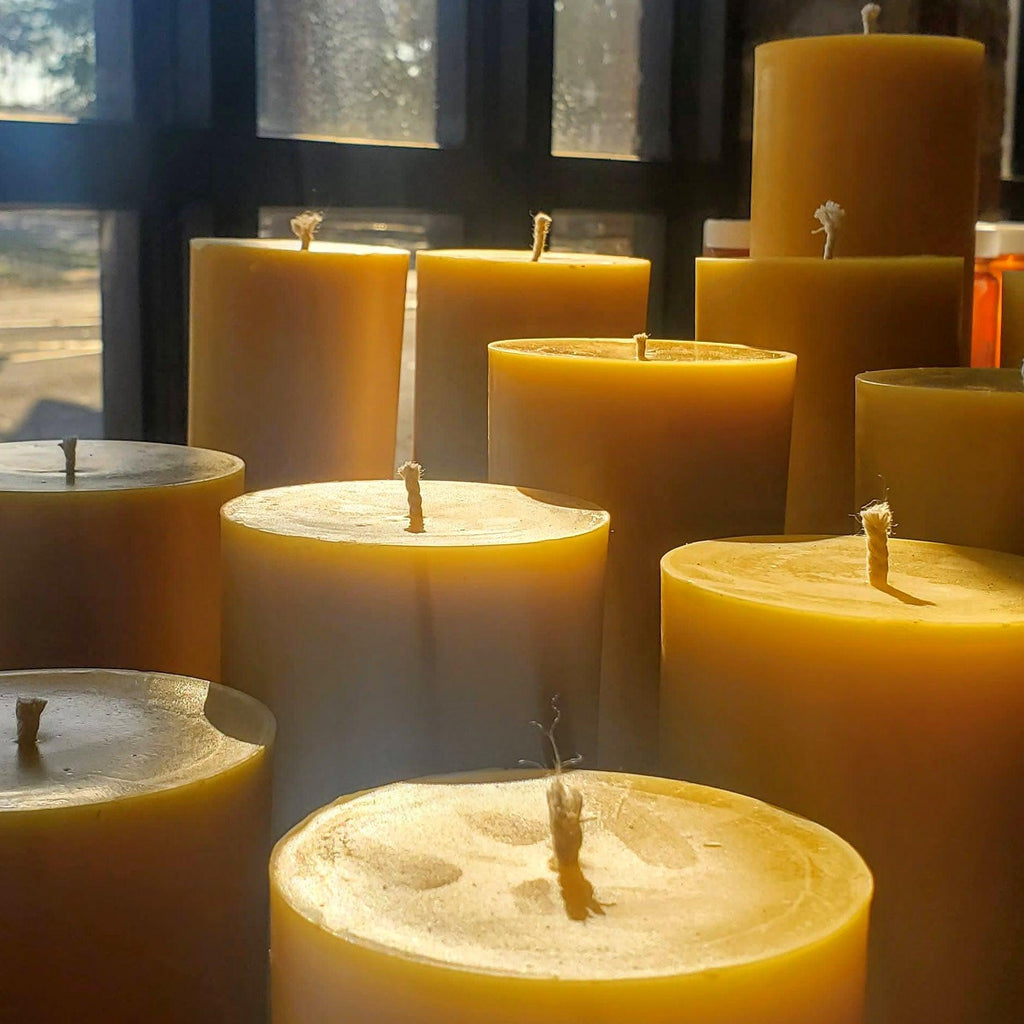 100% Pure Beeswax Candles Handmade 6x3 Inches Round Pillar Natural — AUSTIN  HONEY COMPANY